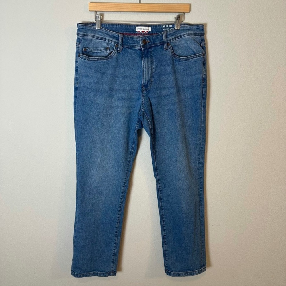 English Laundry Harrow Straight Fit Blue Jeans Mens 36x29 Medium Wash Denim